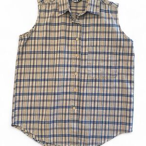 90s plaid button down tank